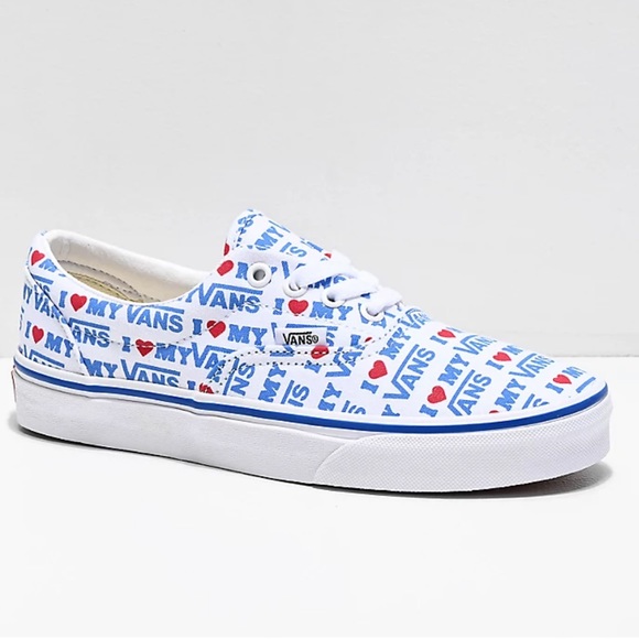 🔥 Vans Era I Heart Vans White & Blue Skate Shoes 🔥 - Picture 8 of 9